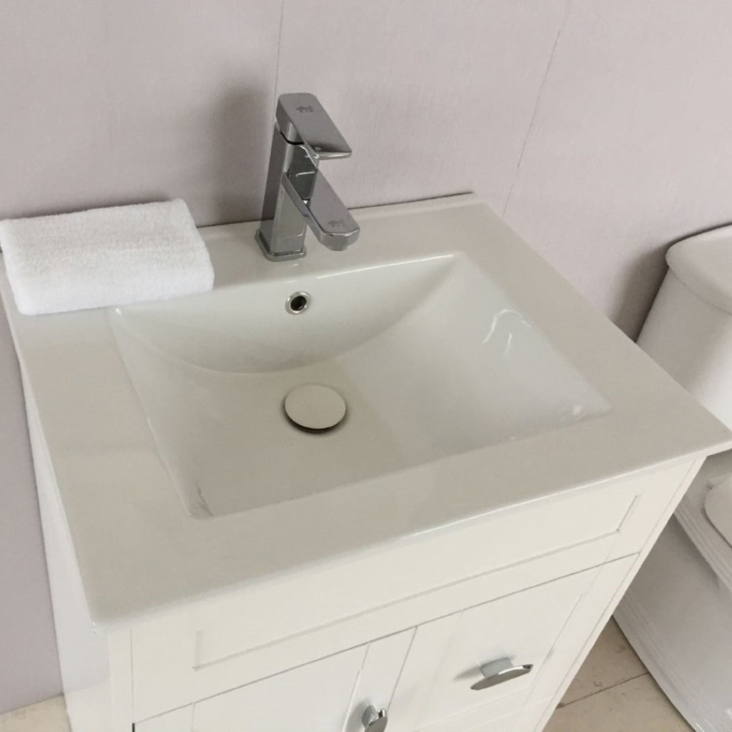 24" Single sink vanity manufactured wood white