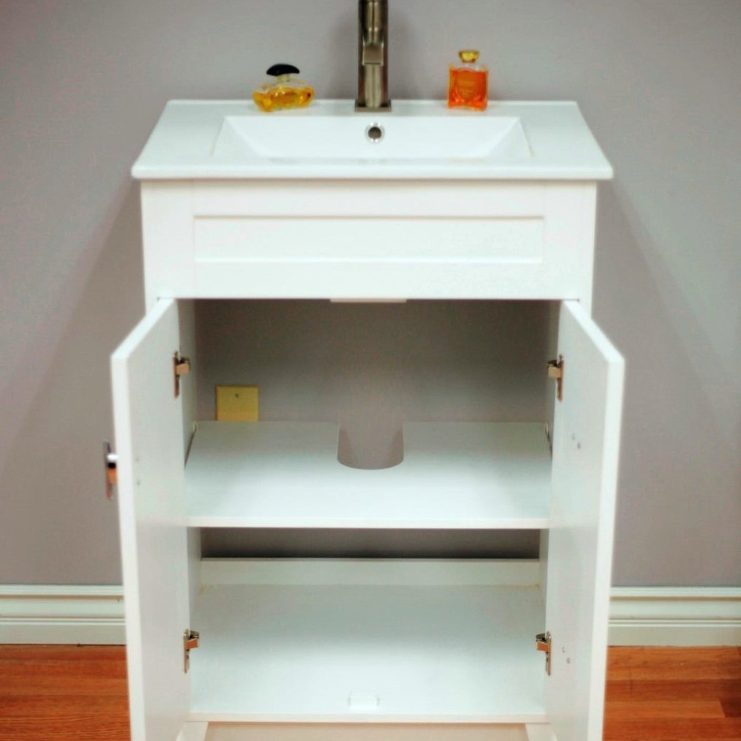 24" Single sink vanity manufactured wood white