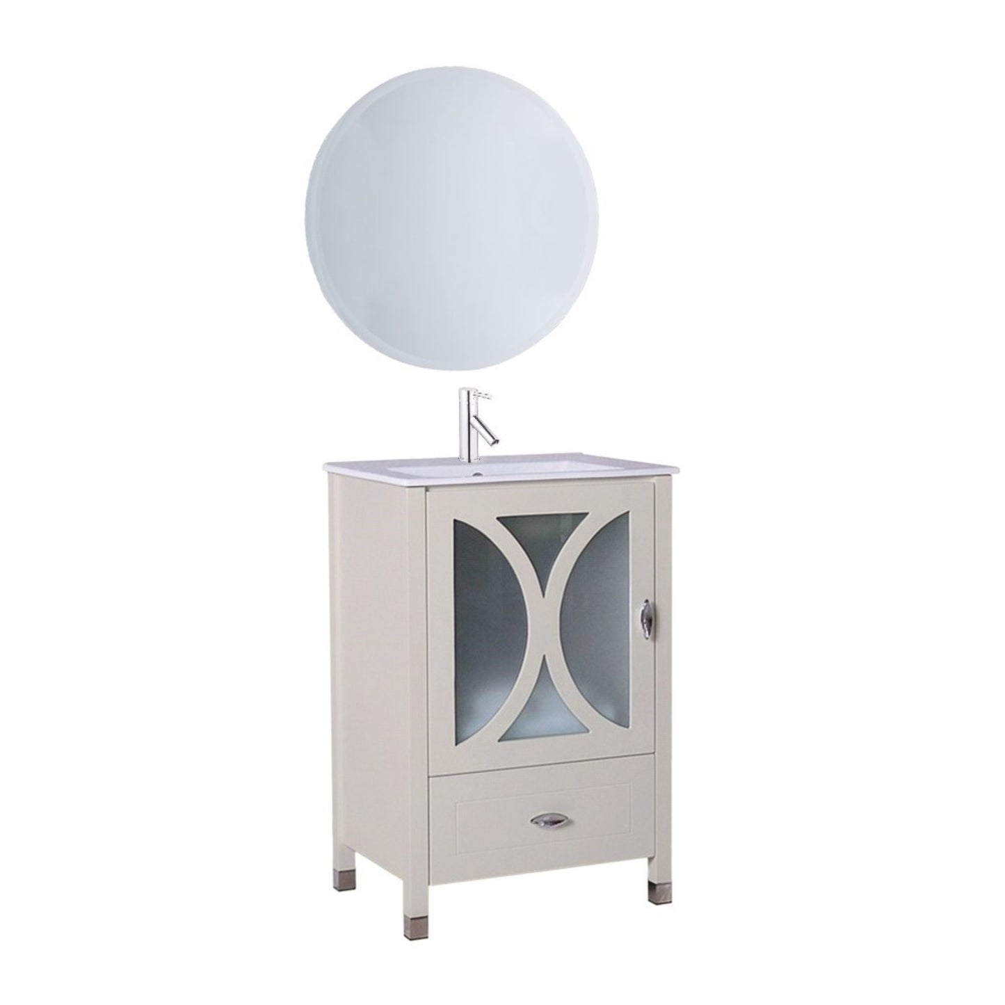 24" Single sink vanity manufactured wood light gray