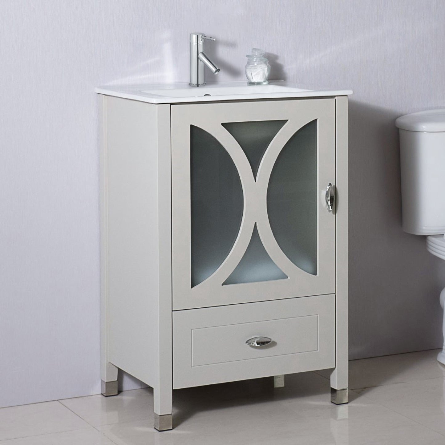 24" Single sink vanity manufactured wood light gray
