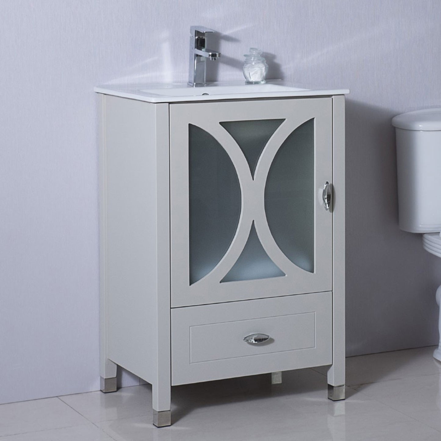 24" Single sink vanity manufactured wood light gray