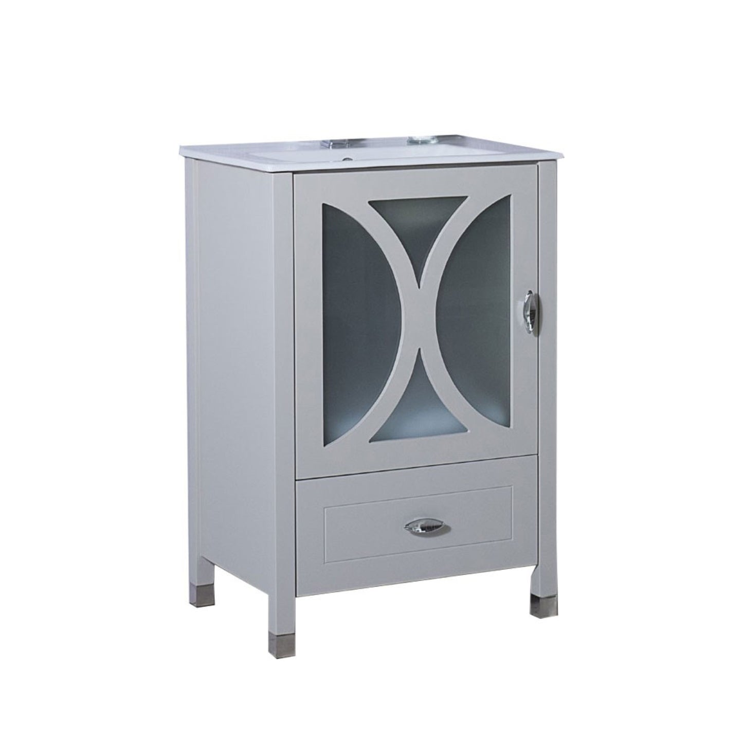 24" Single sink vanity manufactured wood light gray