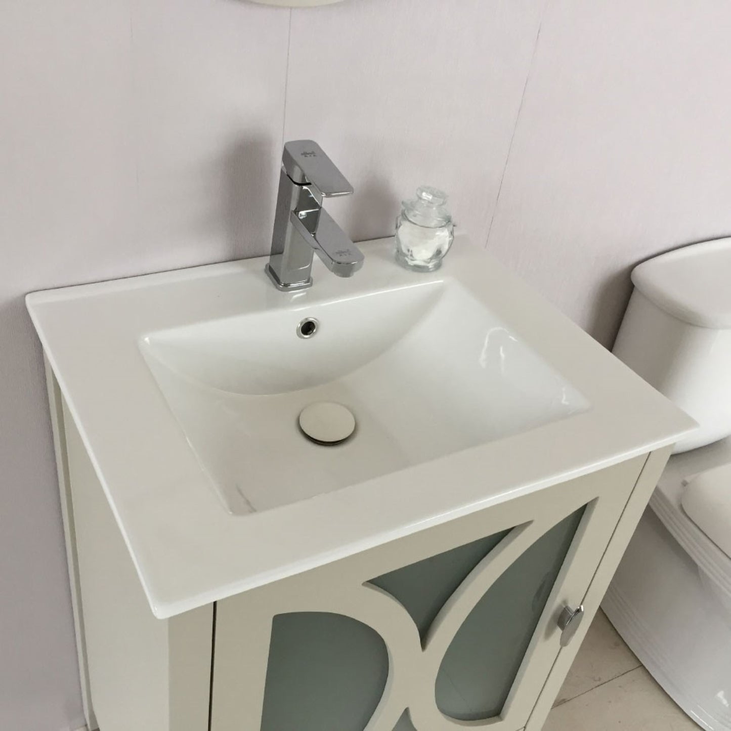 24" Single sink vanity manufactured wood light gray