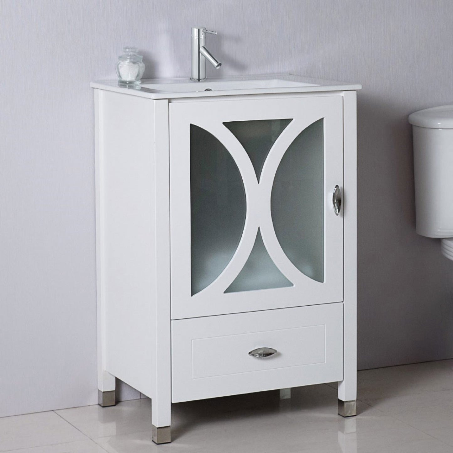 24" Single sink vanity manufactured wood white