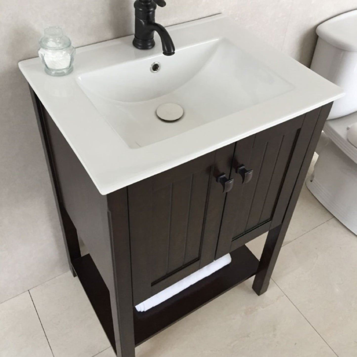 24" Single sink vanity manufactured wood sable walnut