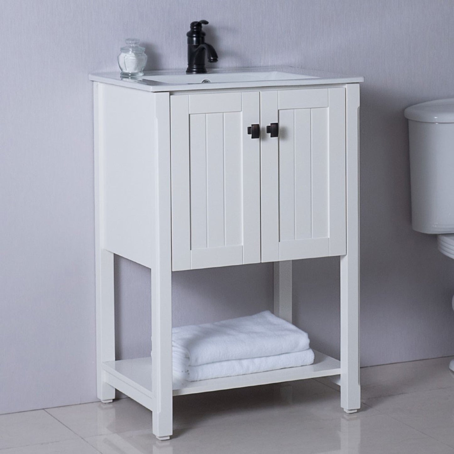 24" Single sink vanity manufactured wood white