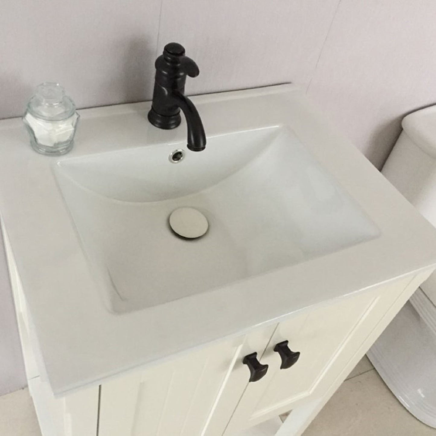 24" Single sink vanity manufactured wood white