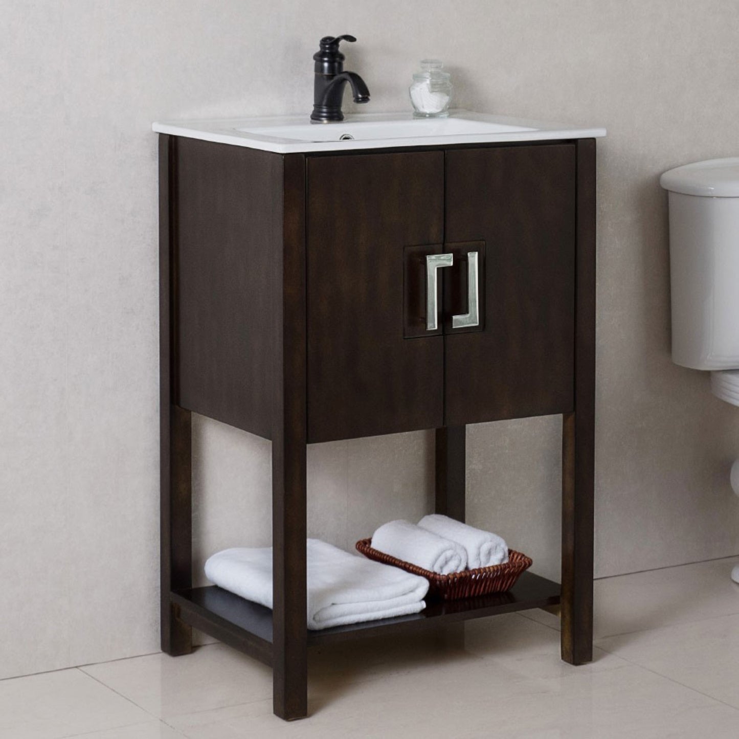 24" Single sink vanity manufactured wood sable walnut