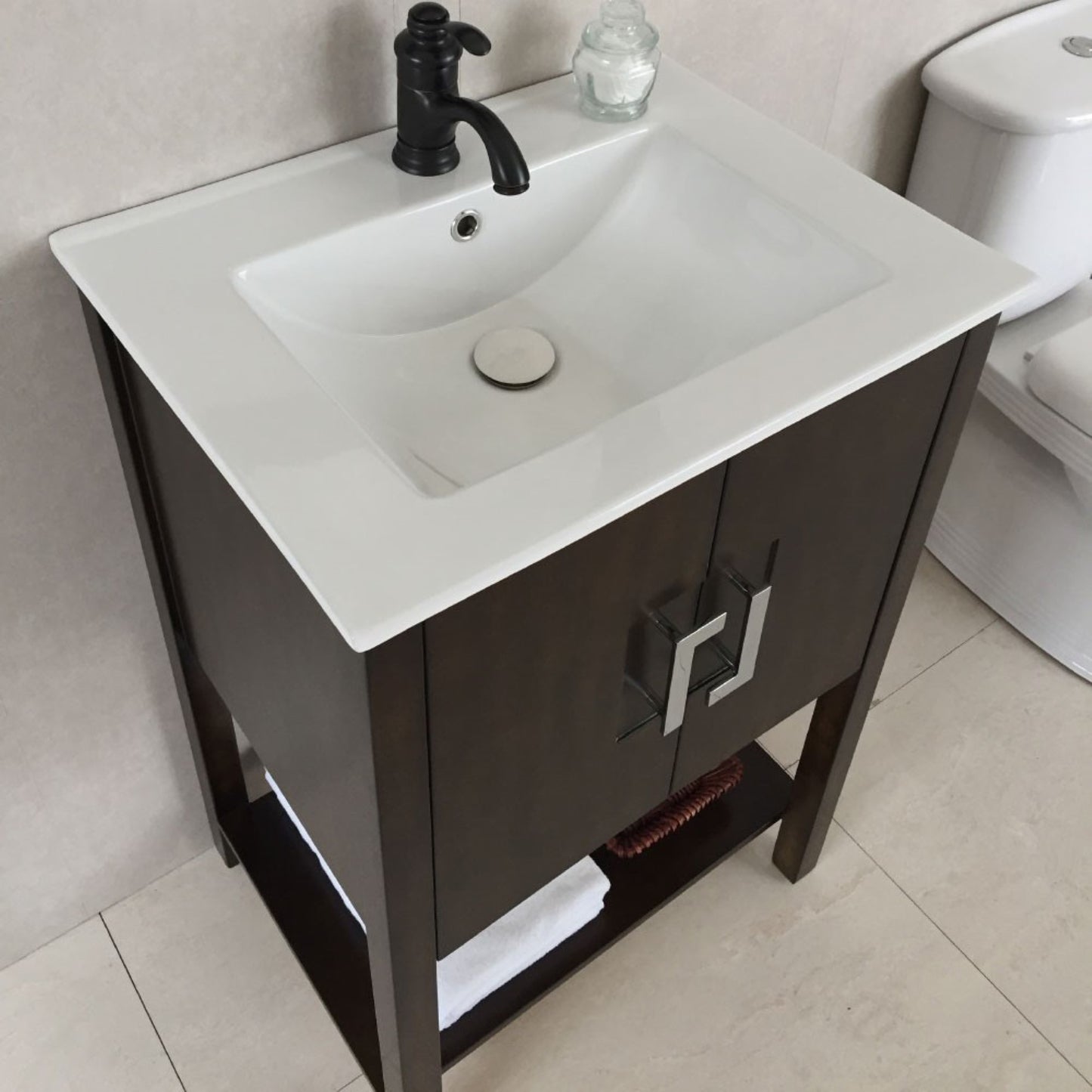 24" Single sink vanity manufactured wood sable walnut