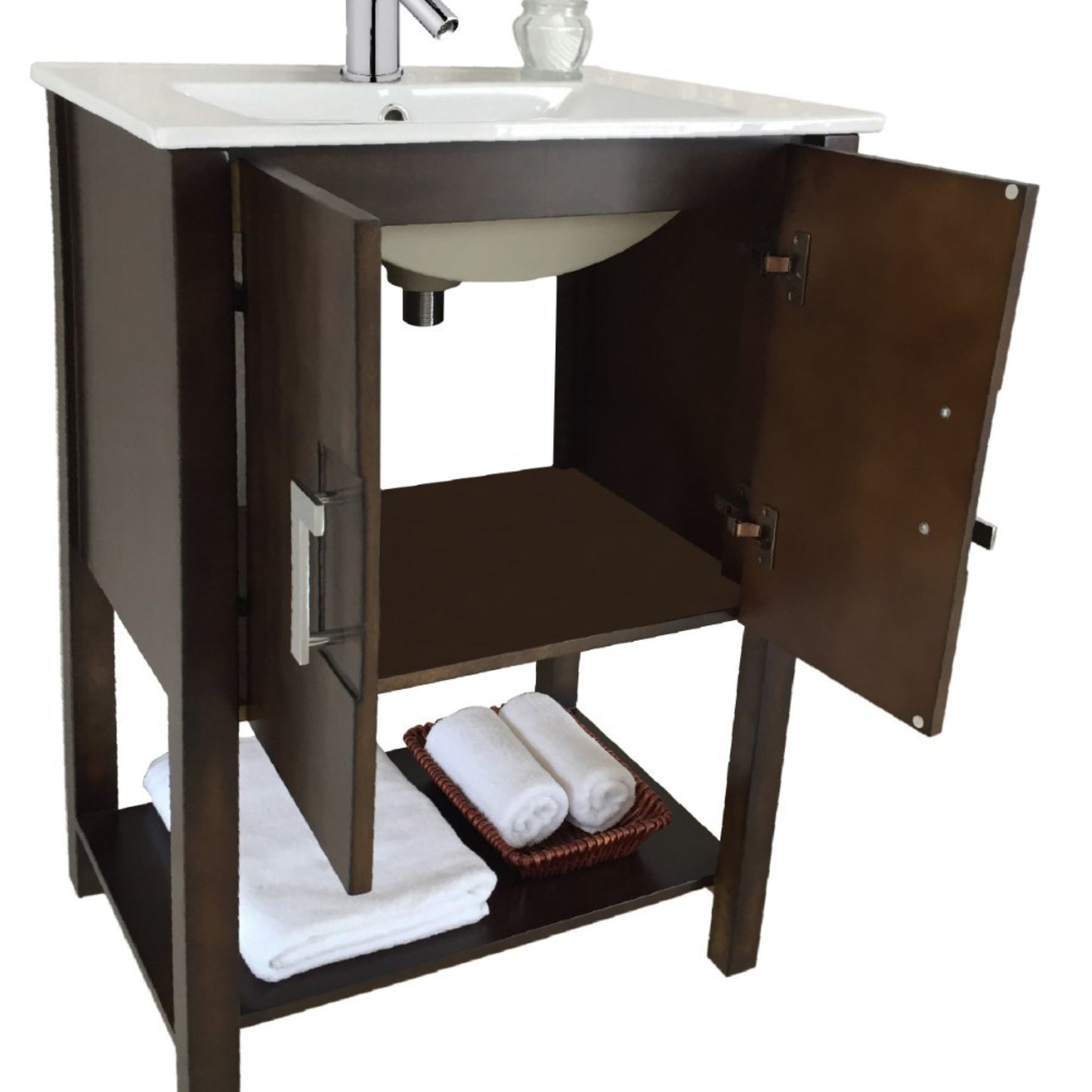 24" Single sink vanity manufactured wood sable walnut