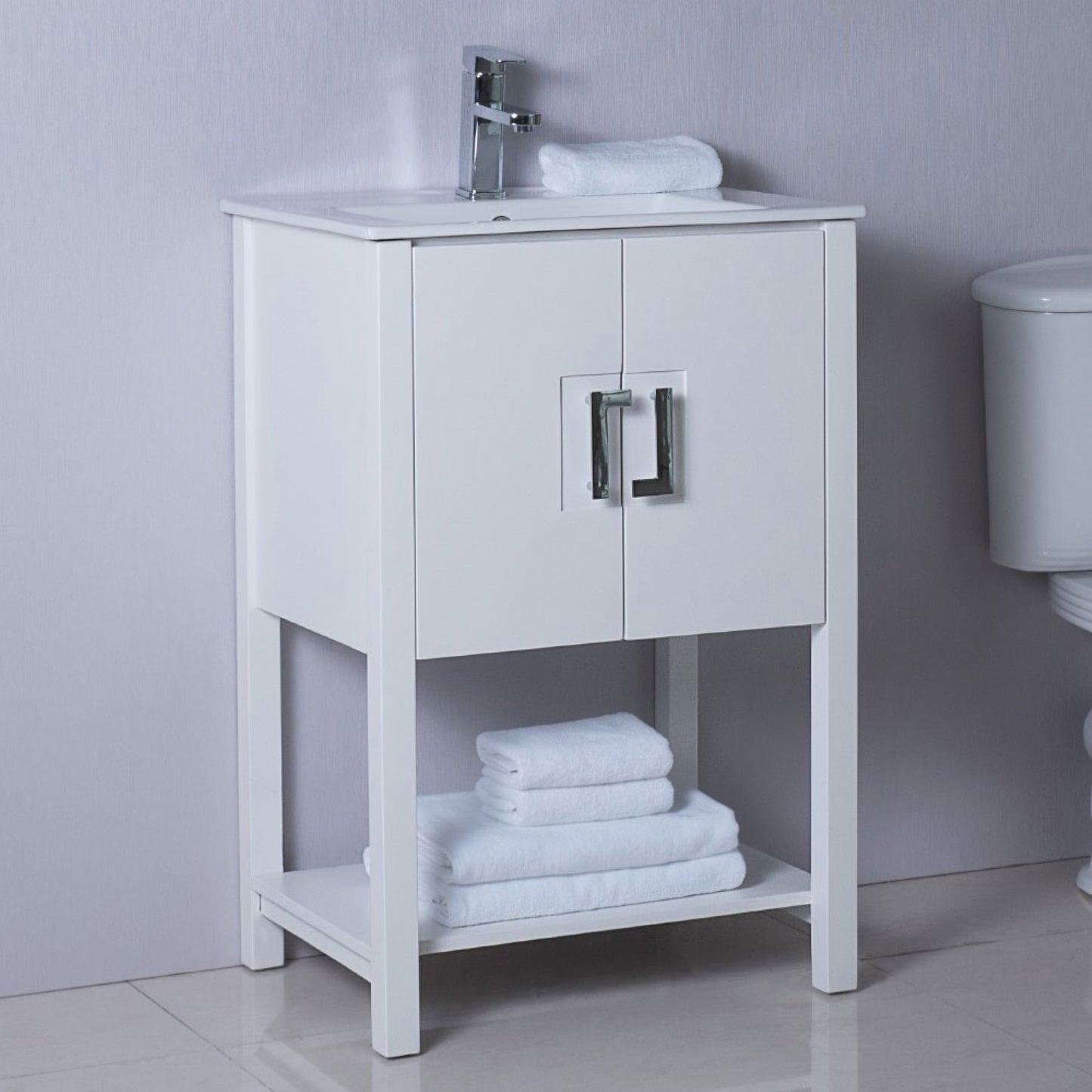 24" Single sink vanity manufactured wood white