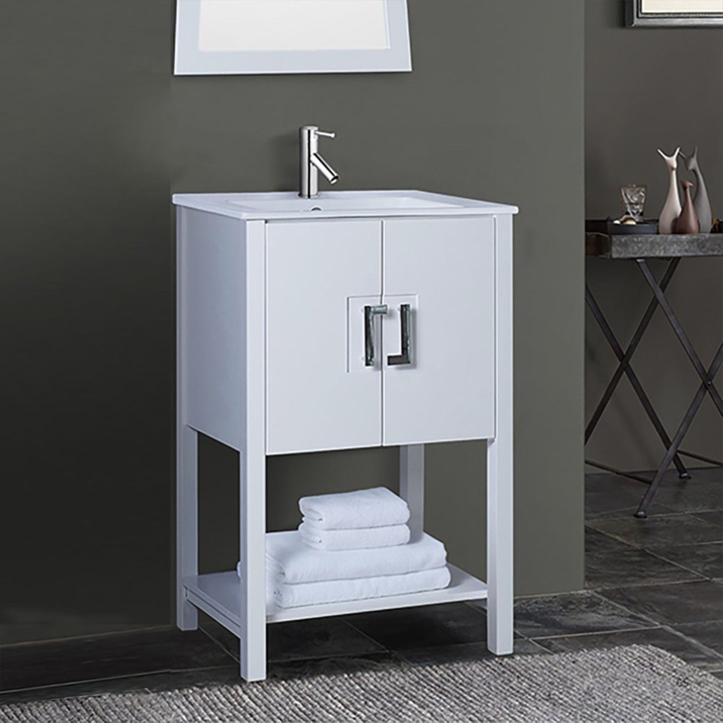 24" Single sink vanity manufactured wood white