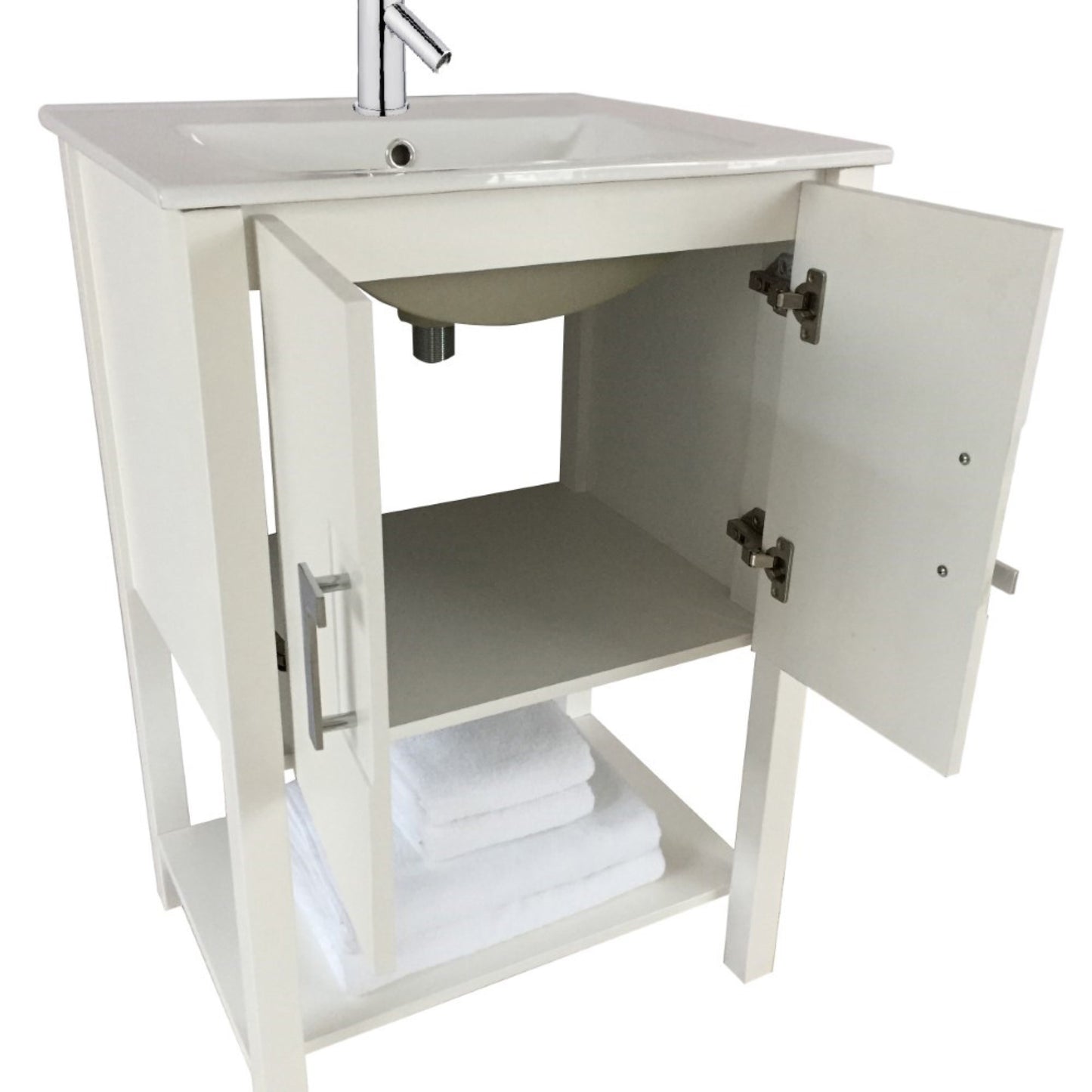24" Single sink vanity manufactured wood white