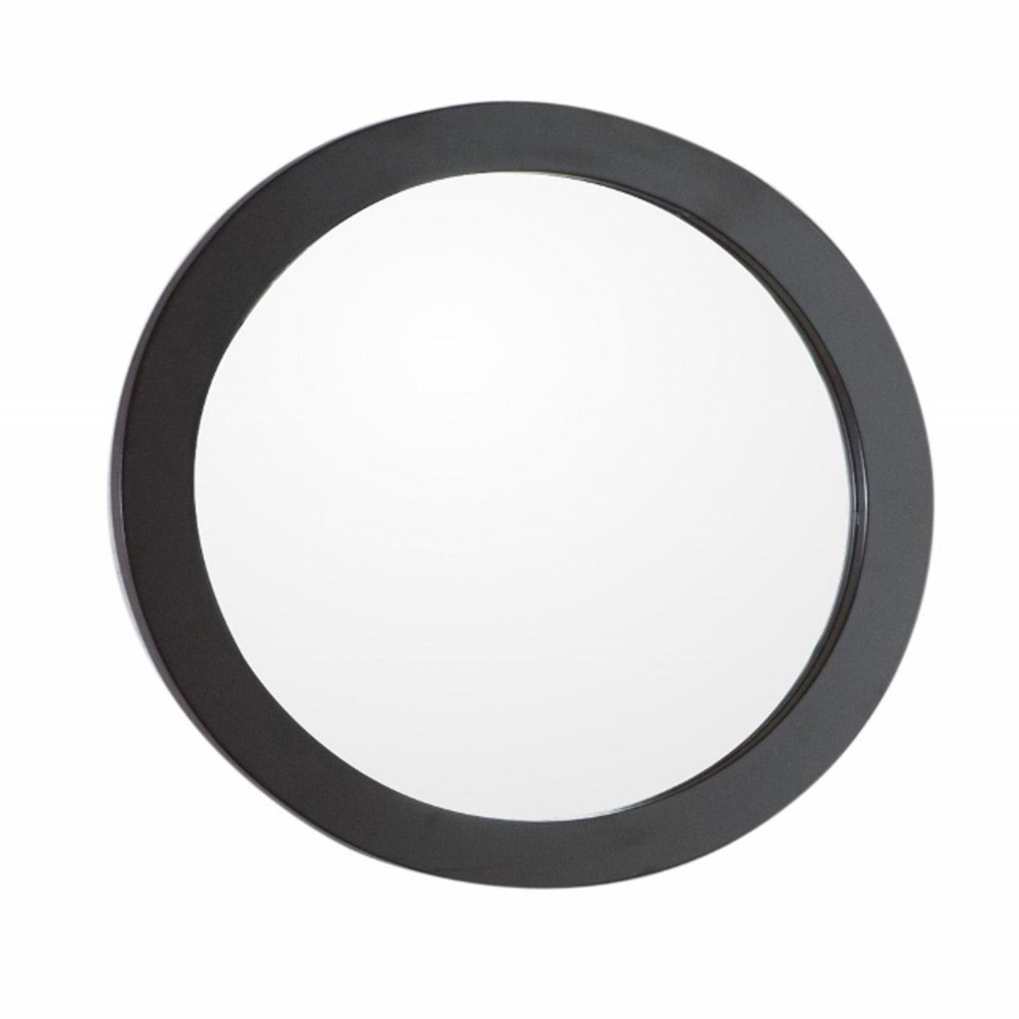 Round framed mirror manufactured wood espresso