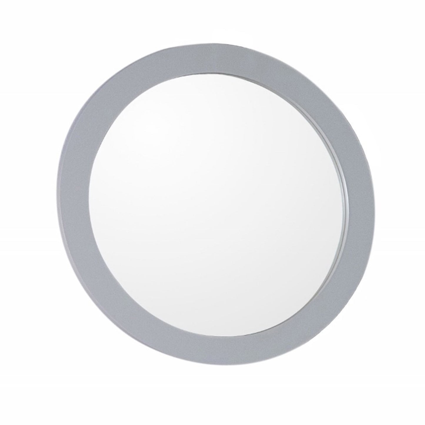 Round framed mirror manufactured wood light gray
