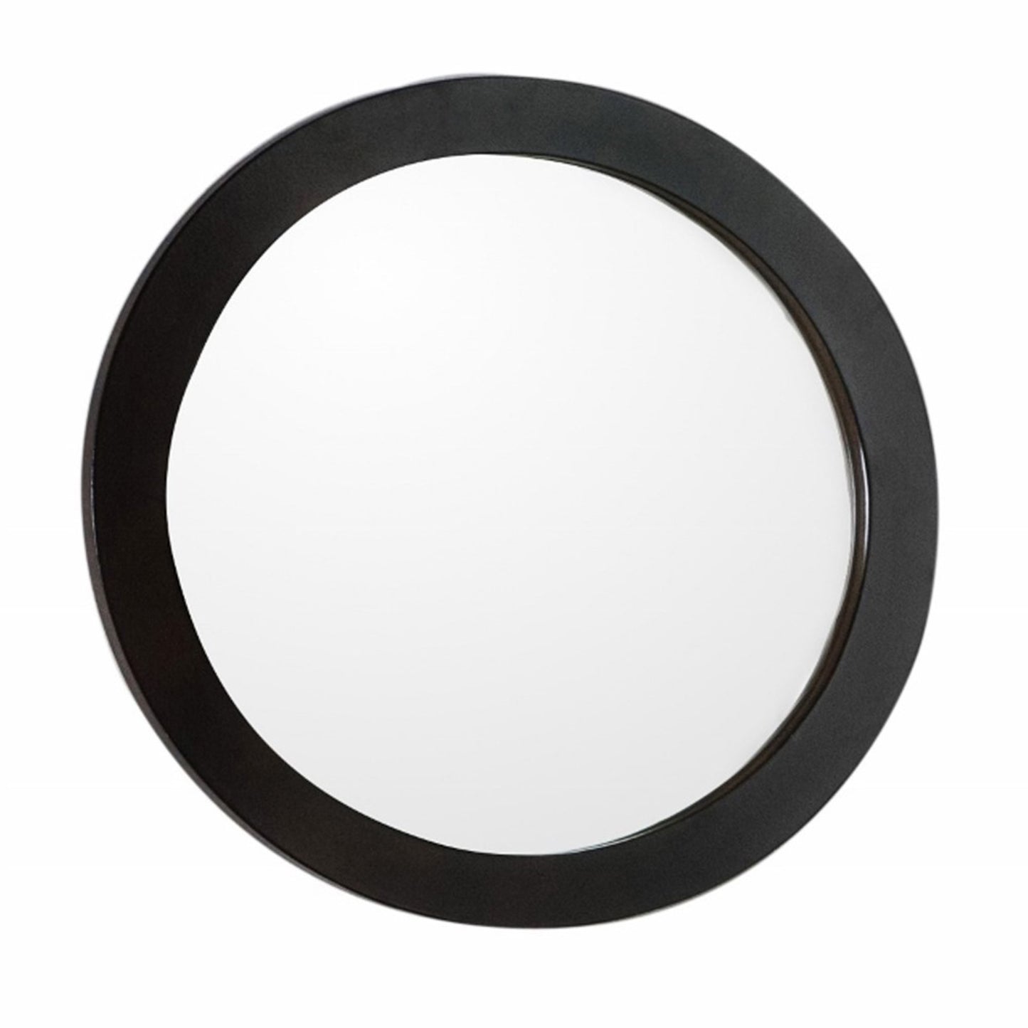 Round framed mirror manufactured wood sable walnut