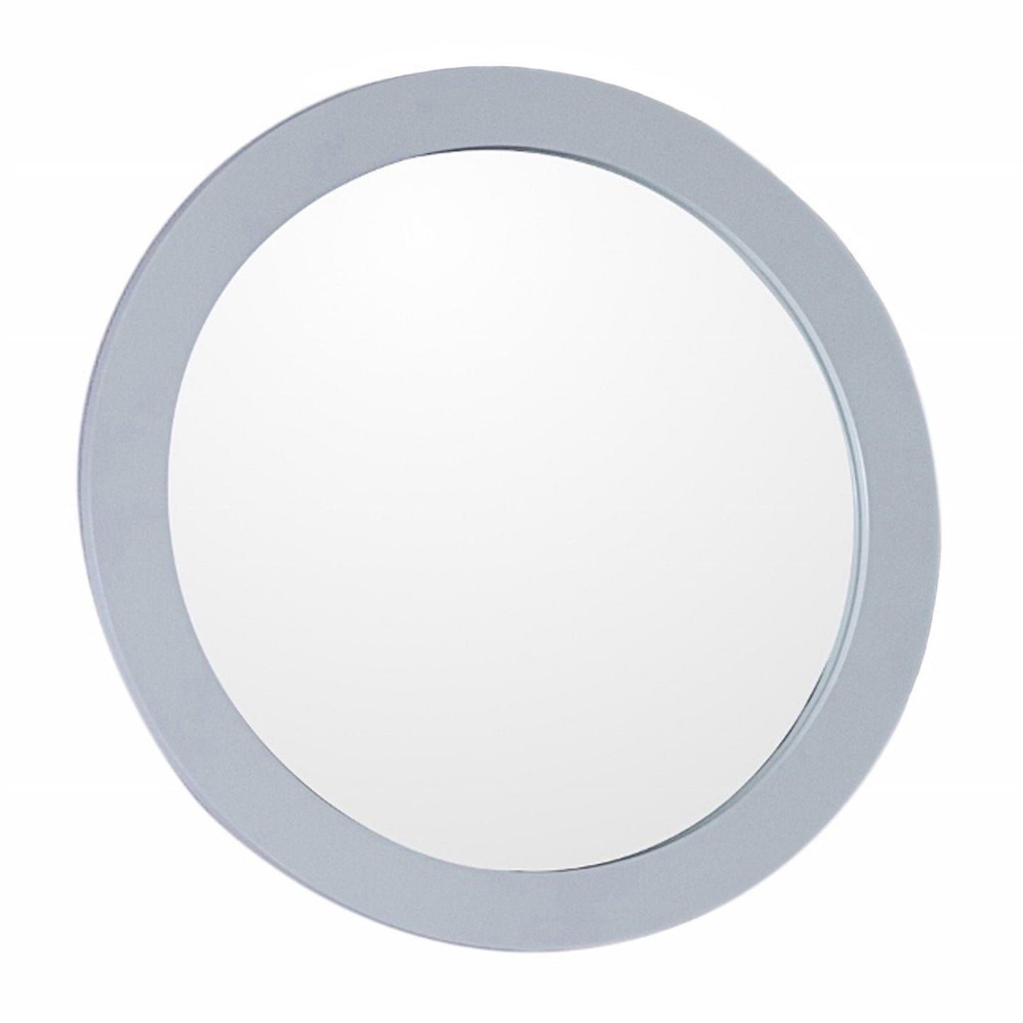 Round framed mirror manufactured wood white