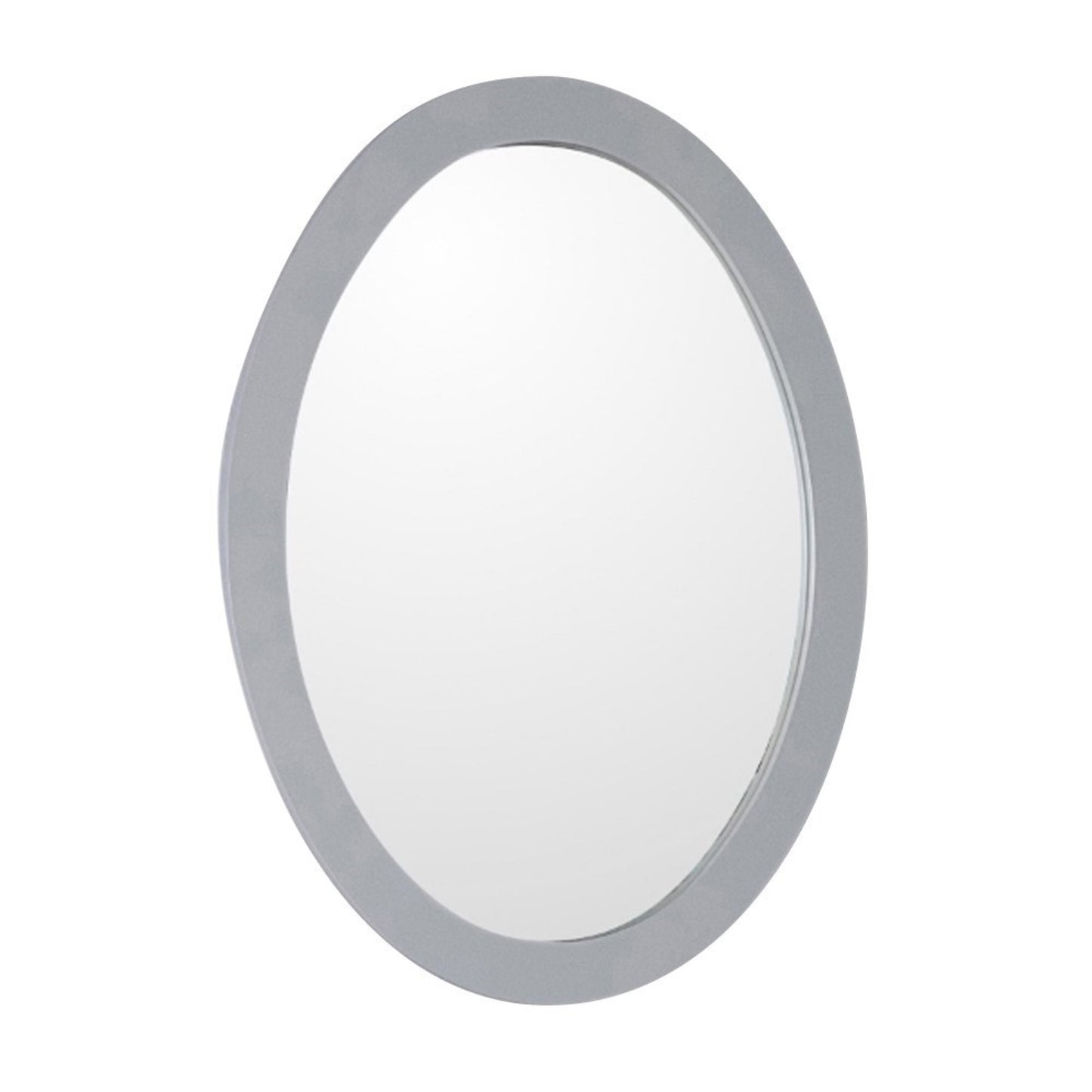Oval framed mirror manufactured wood light gray
