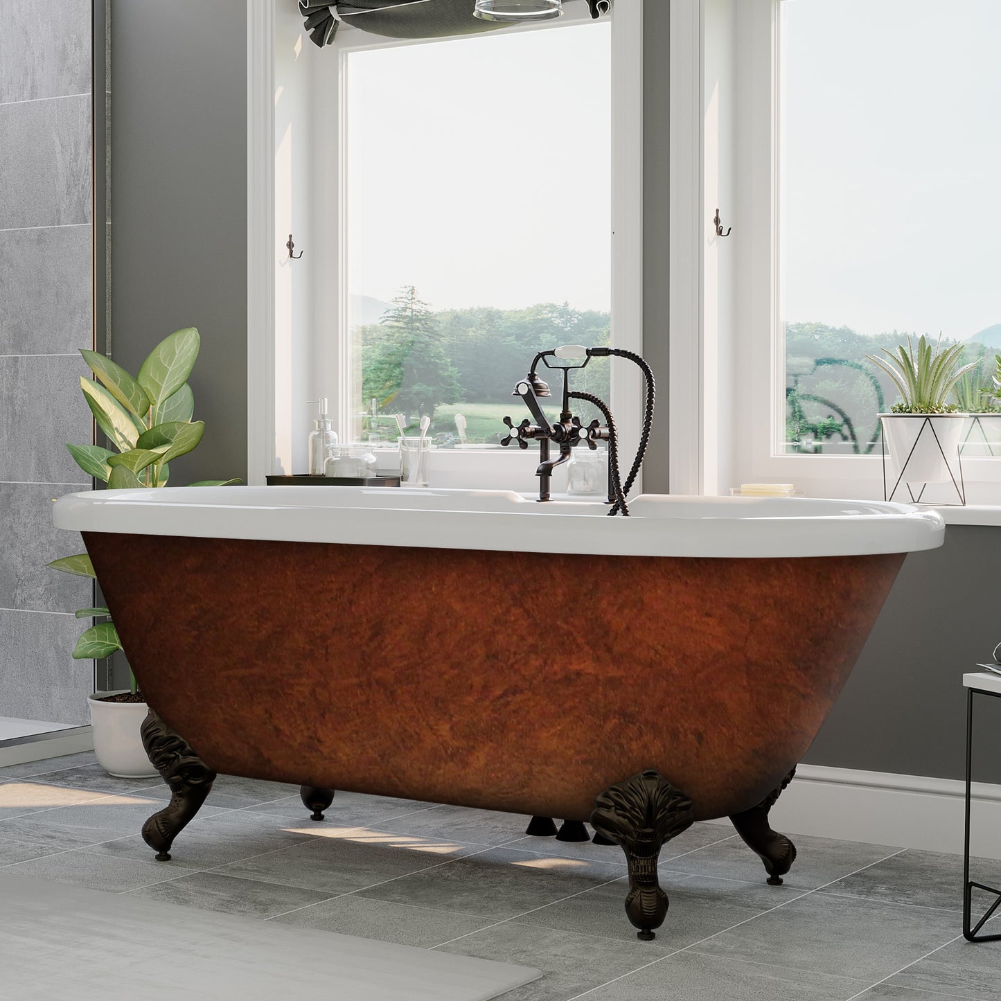 Hand Painted Acrylic Clawfoot Bathtub