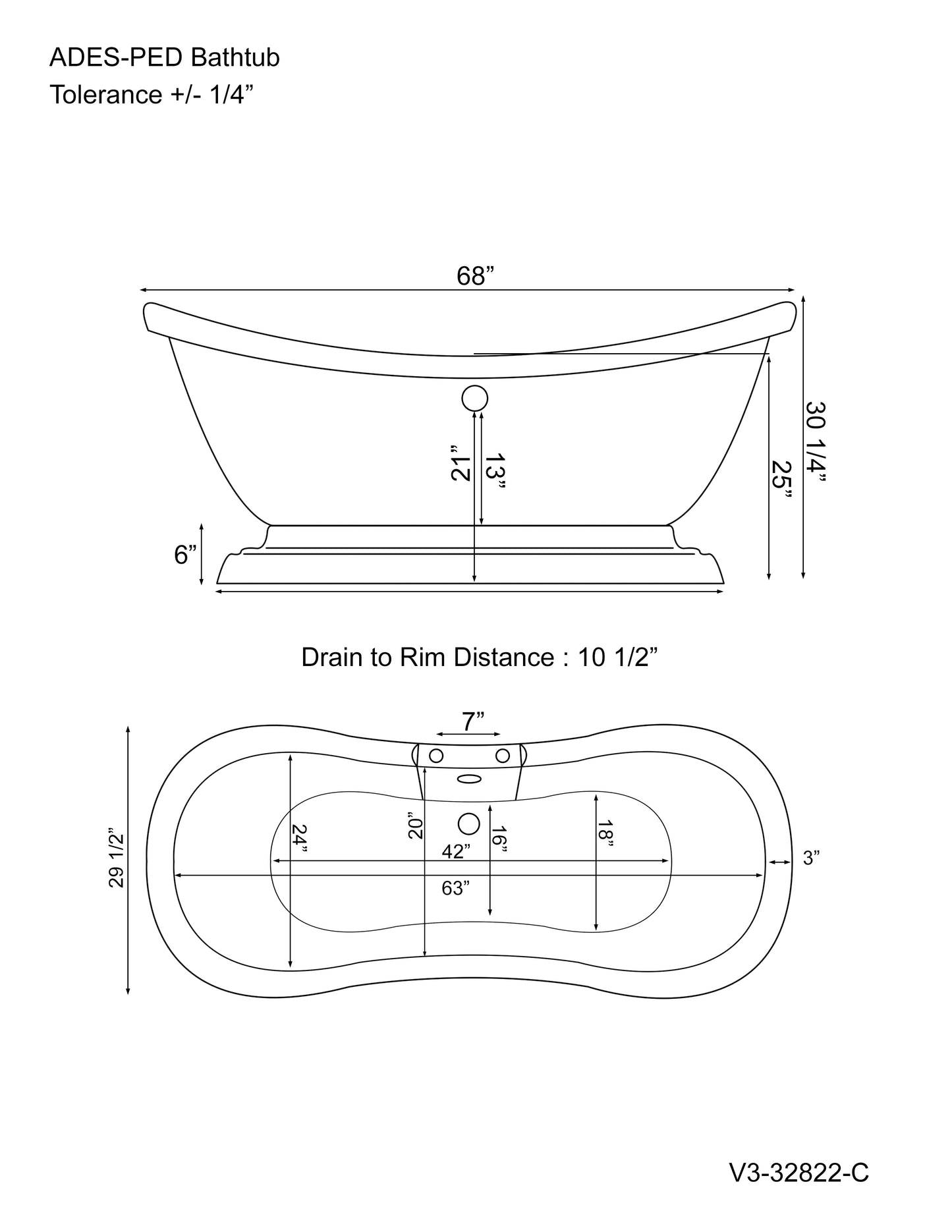 Acrylic Double Slipper Pedestal Soaking Tub with Complete Brushed Nickel Plumbing package.