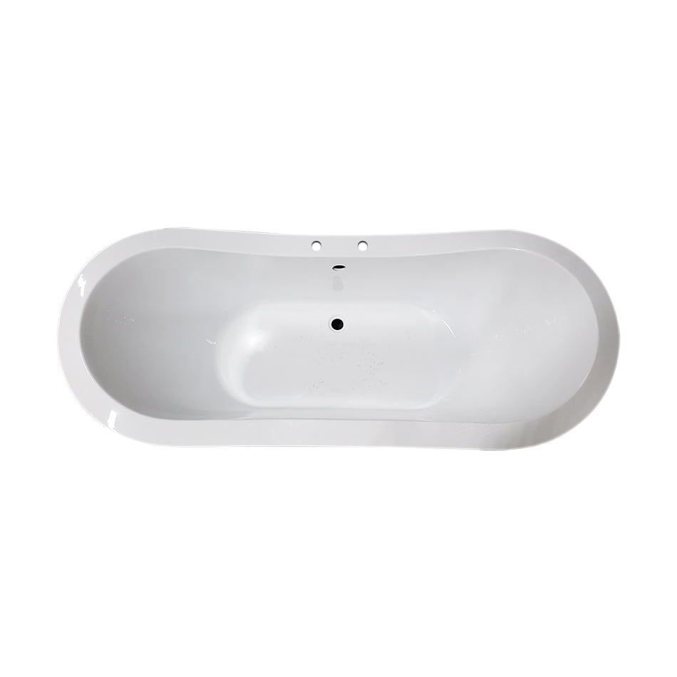 Extra Large Acrylic Double Slipper Clawfoot Tub, Oil Rubbe Bronze Feet and Deck Mount Faucet Holes