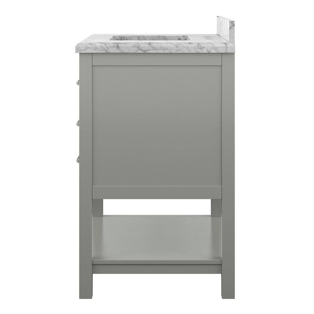 Affinity 31" Modern Bathroom Vanity in Gray Cabinet Carrara White Marble Countertop