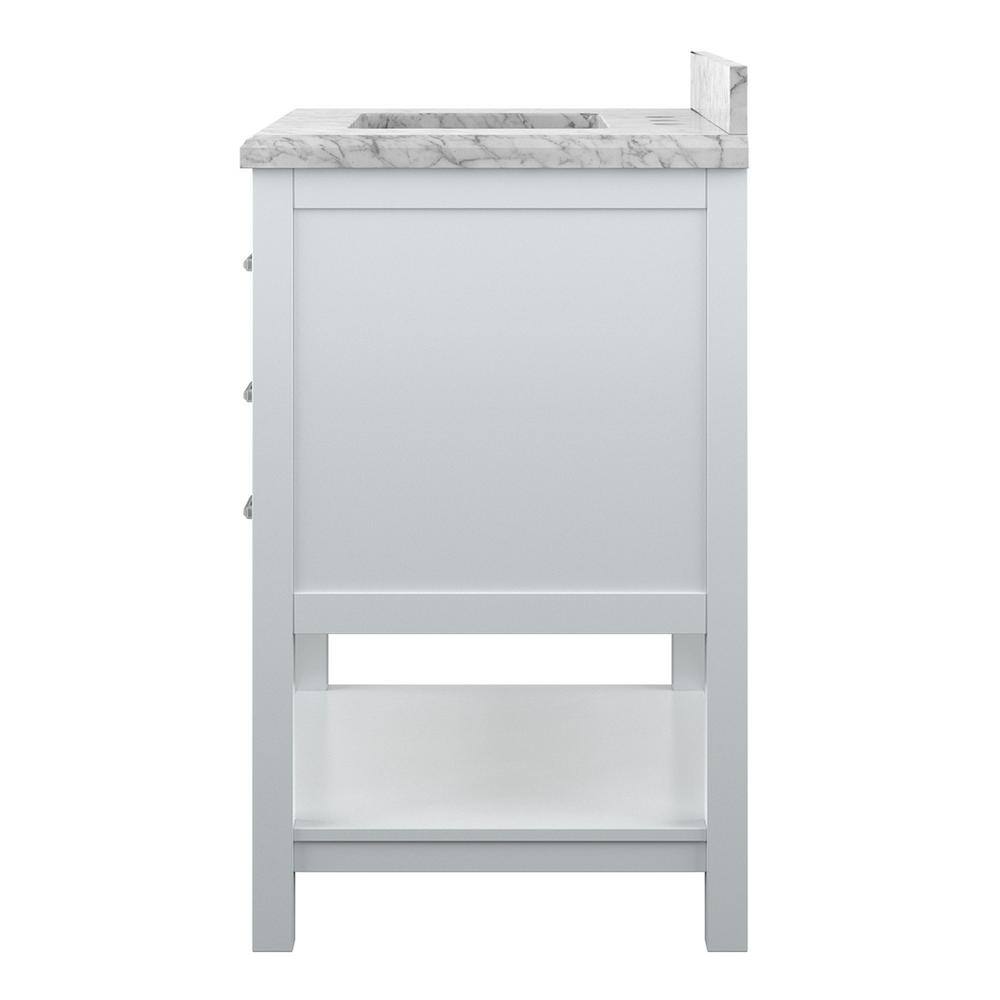 Affinity 31" Modern Bathroom Vanity in White Cabinet Carrara White Marble Countertop