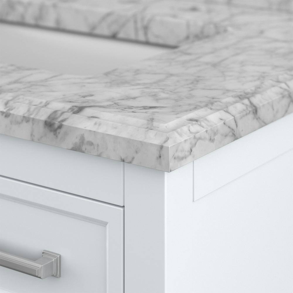 Affinity 31" Modern Bathroom Vanity in White Cabinet Carrara White Marble Countertop