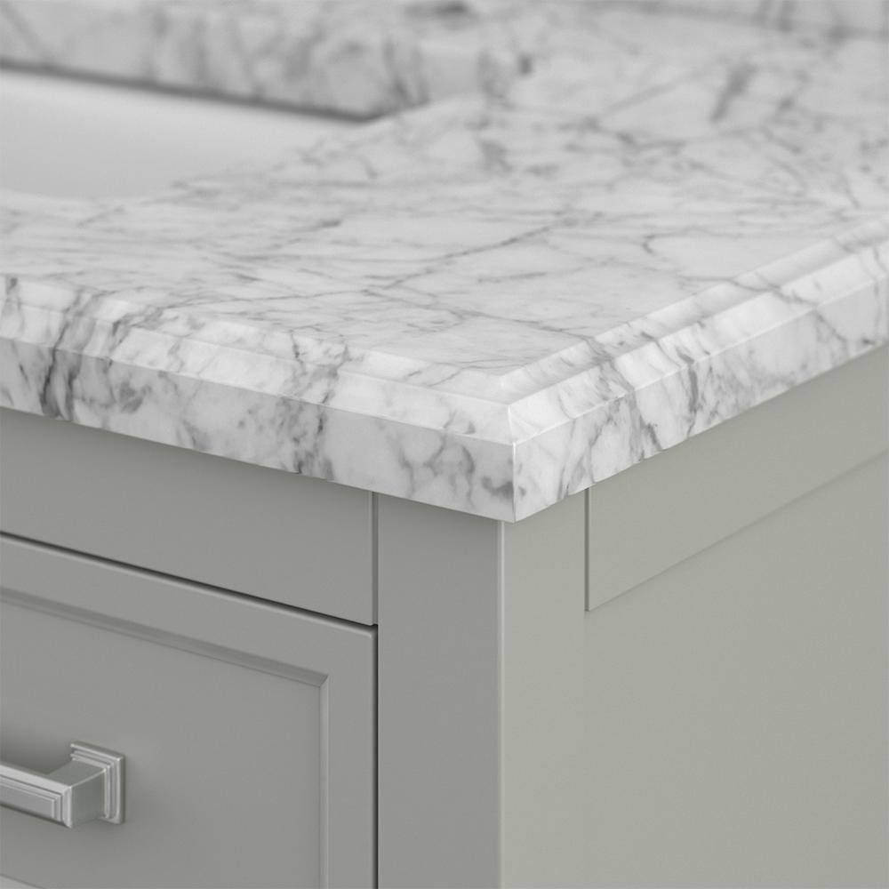 Affinity 37" Modern Bathroom Vanity in Gray Cabinet Carrara White Marble Countertop
