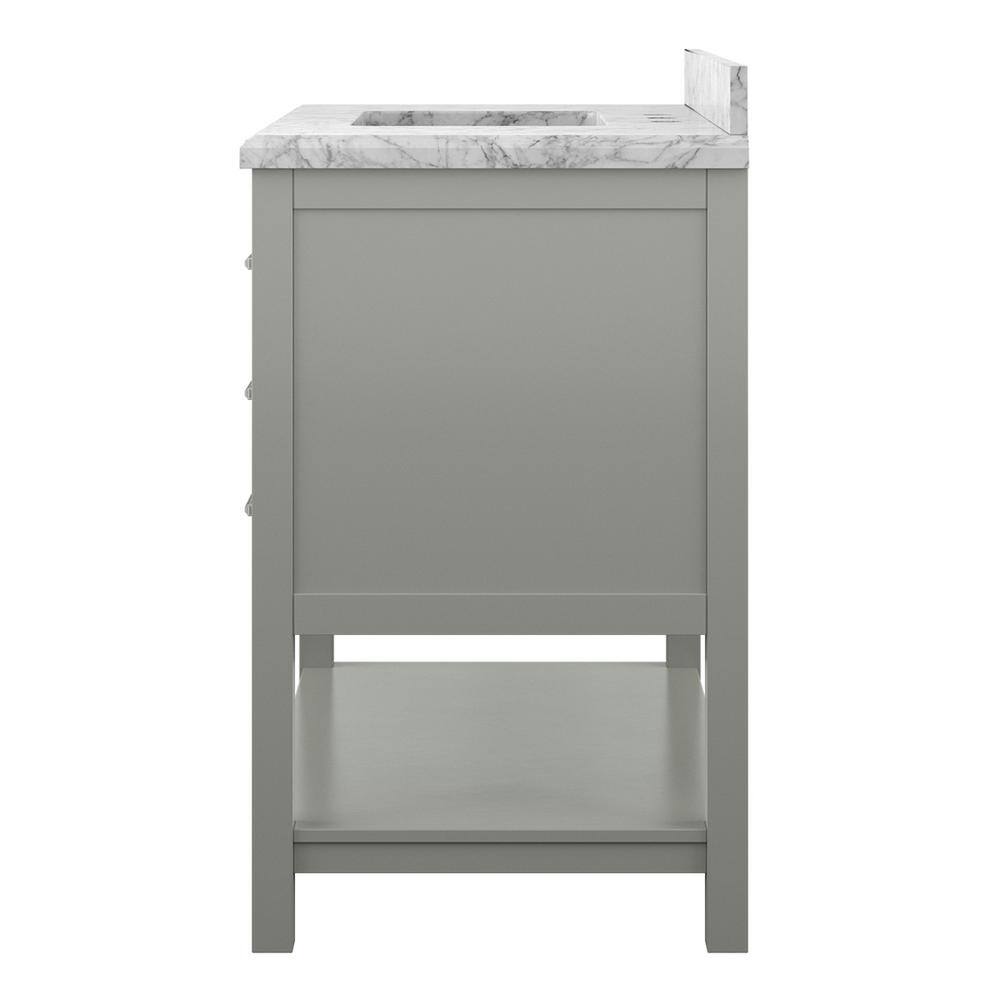 Affinity 37" Modern Bathroom Vanity in Gray Cabinet Carrara White Marble Countertop