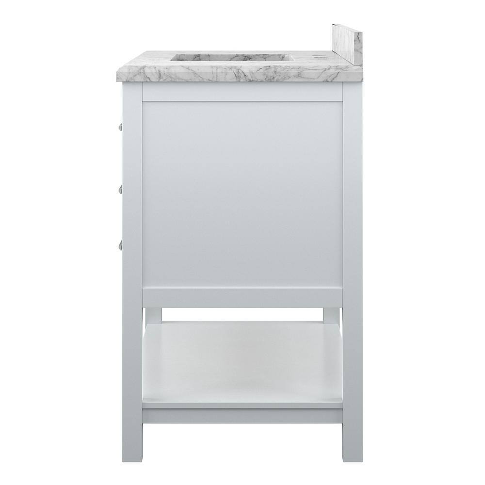 Affinity 37" Modern Bathroom Vanity in White Cabinet Carrara White Marble Countertop