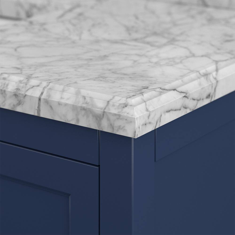 Affinity 49" Modern Bathroom Vanity in Blue Cabinet Carrara White Marble Countertop