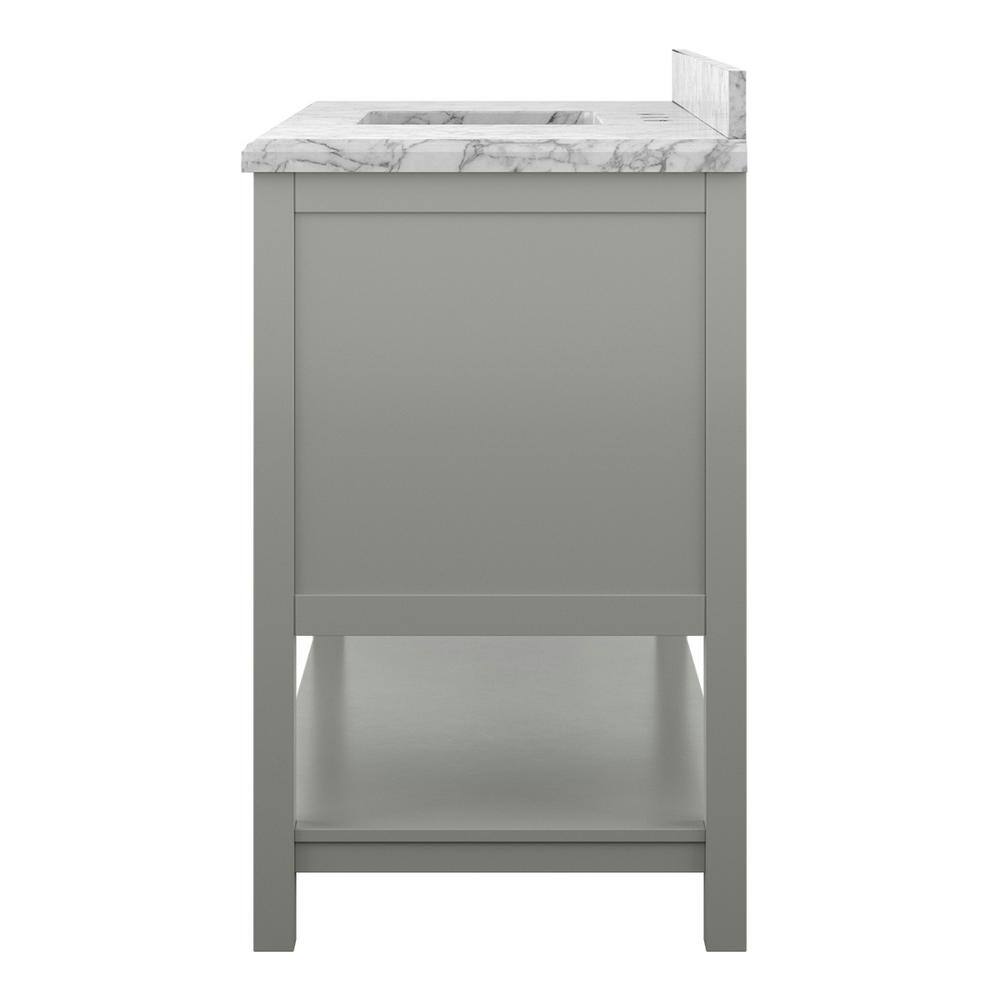 Affinity 49" Modern Bathroom Vanity in Gray Cabinet Carrara White Marble Countertop