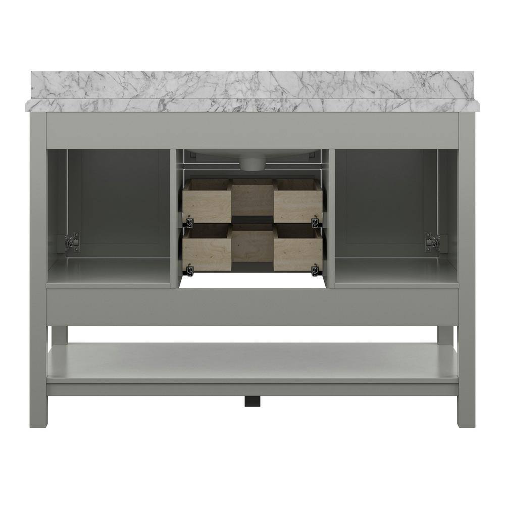 Affinity 49" Modern Bathroom Vanity in Gray Cabinet Carrara White Marble Countertop