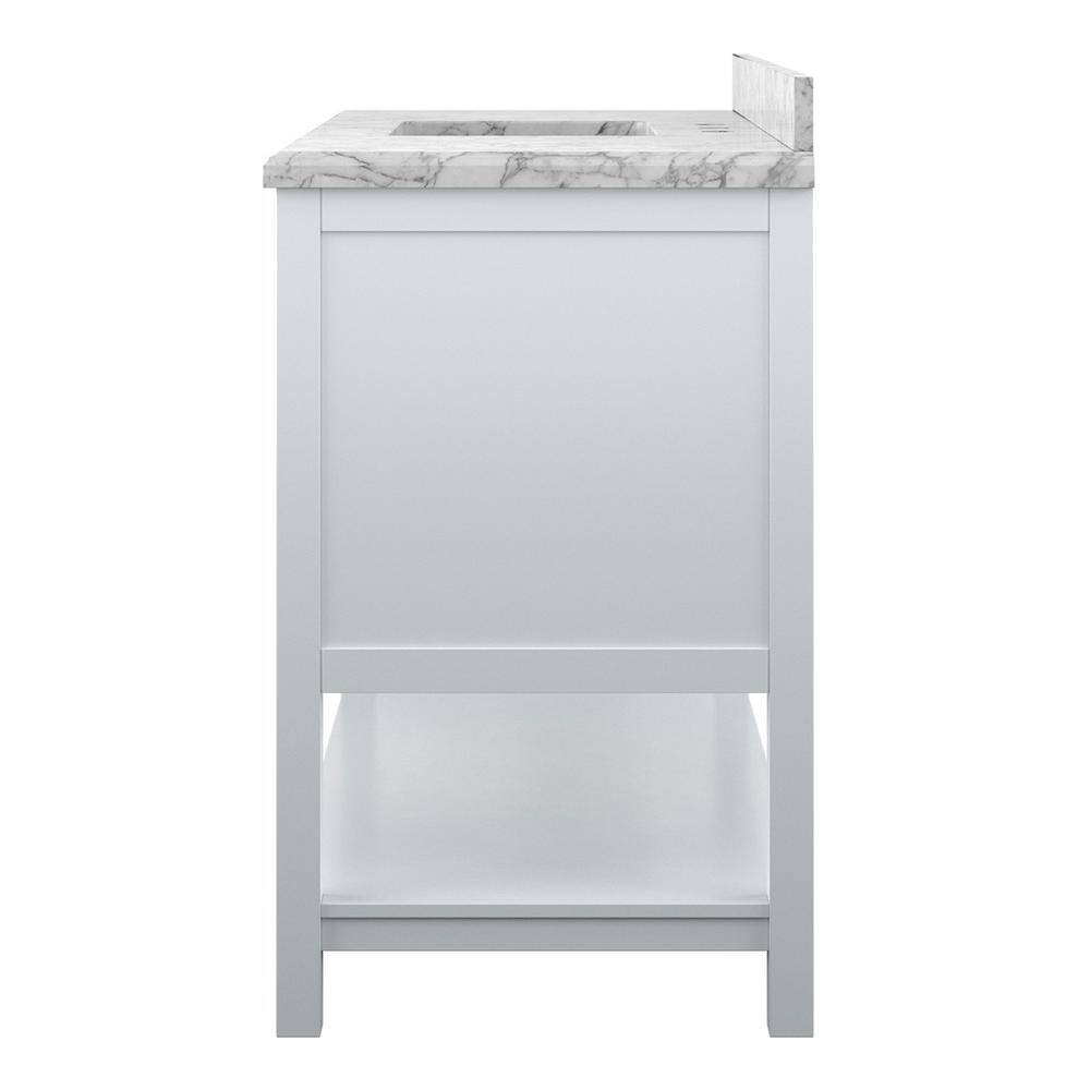 Affinity 49" Modern Bathroom Vanity in White Cabinet Carrara White Marble Countertop