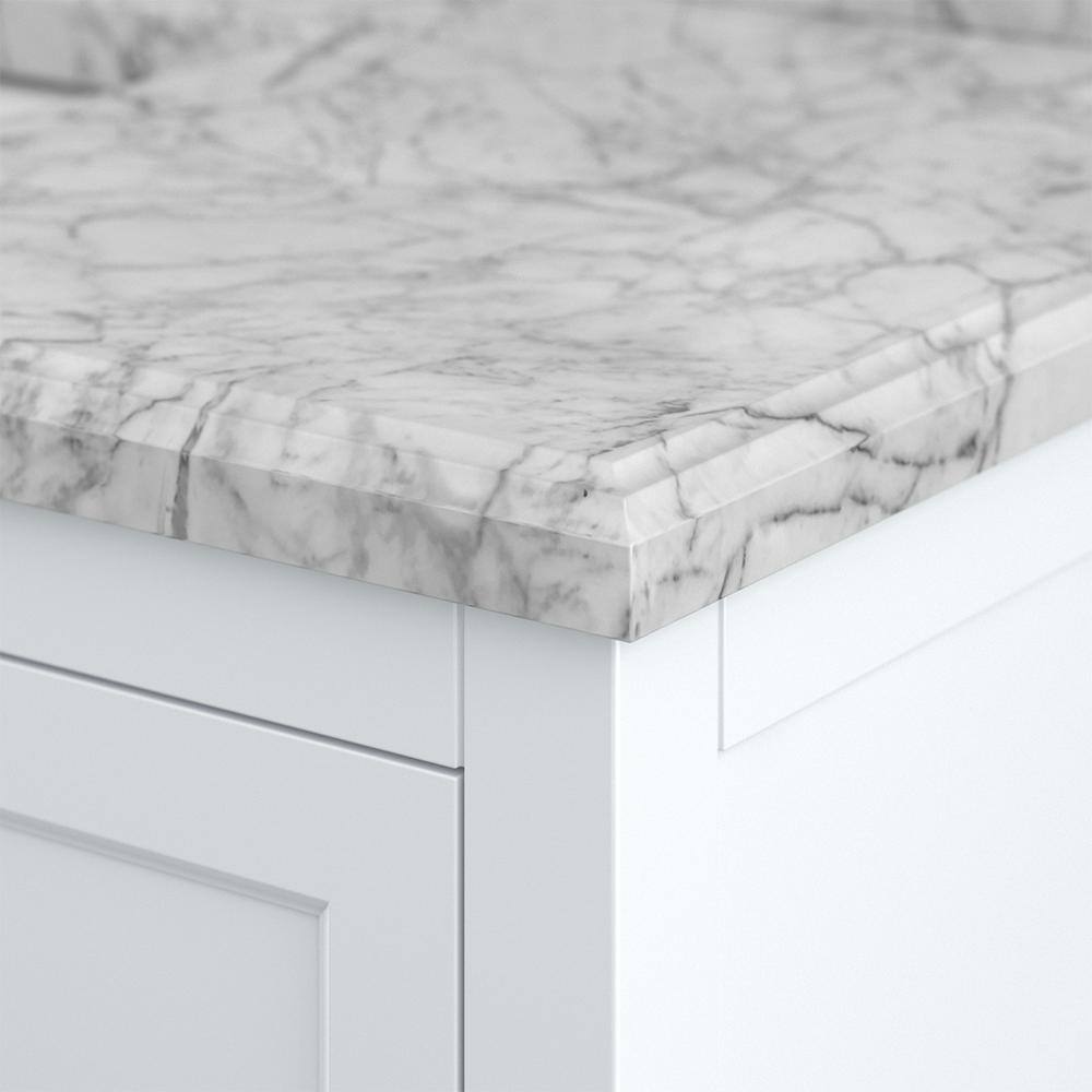 Affinity 49" Modern Bathroom Vanity in White Cabinet Carrara White Marble Countertop