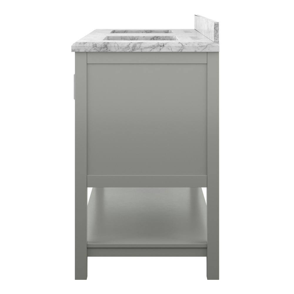 Affinity 61" Modern Bathroom Vanity in Gray Cabinet Carrara White Marble Countertop