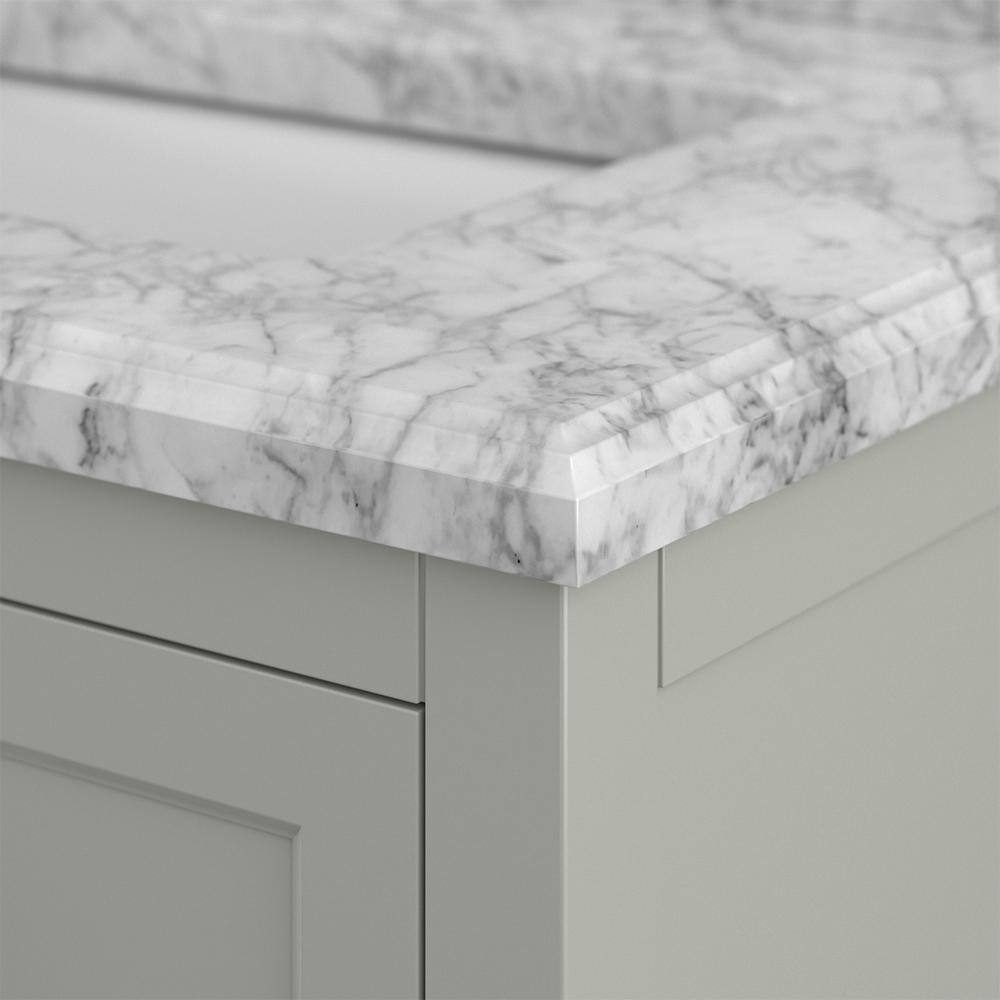 Affinity 61" Modern Bathroom Vanity in Gray Cabinet Carrara White Marble Countertop