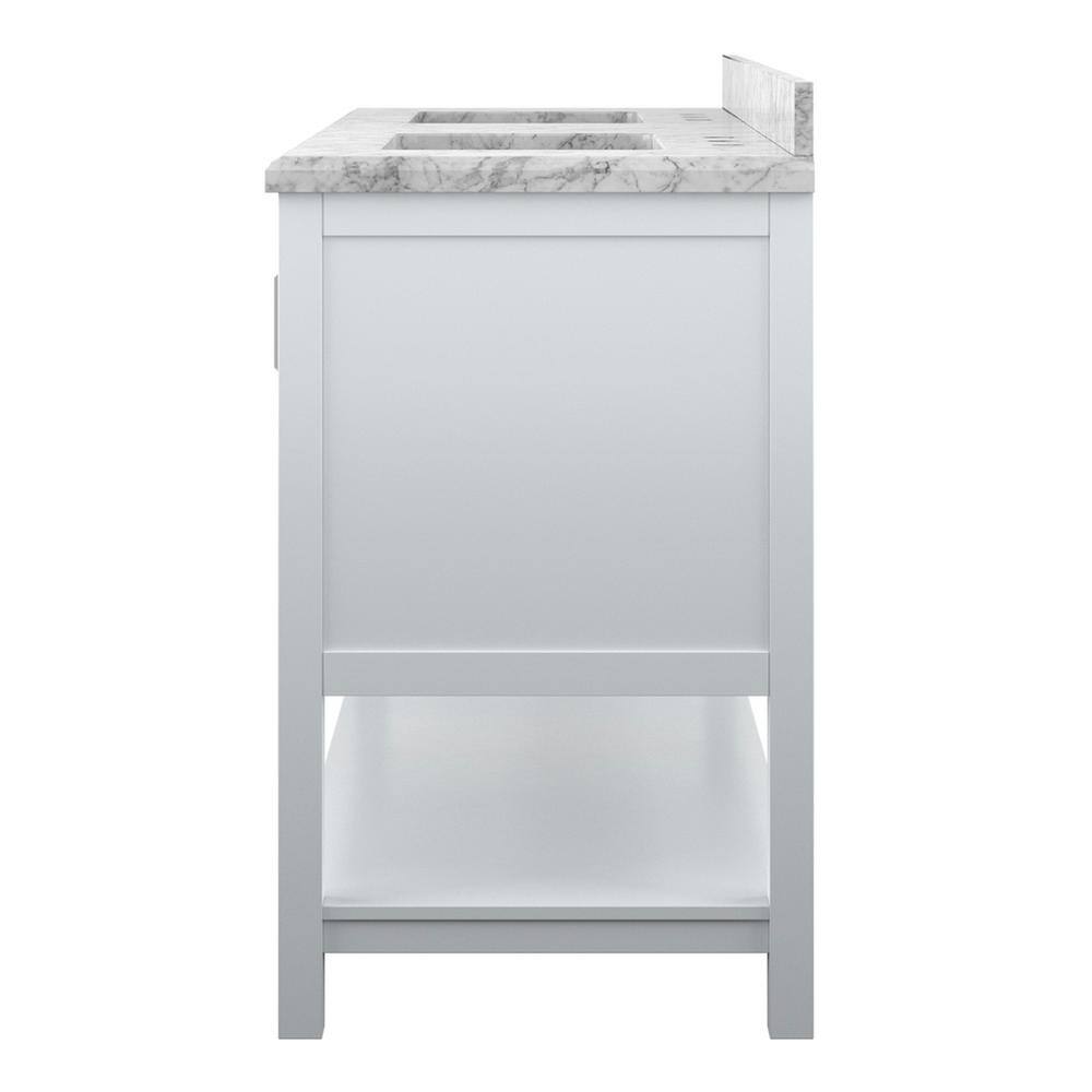 Affinity 61" Modern Bathroom Vanity in White Cabinet Carrara White Marble Countertop
