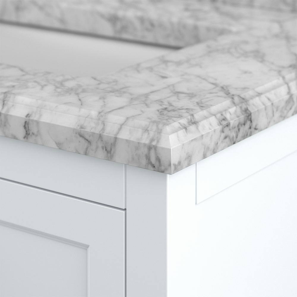 Affinity 61" Modern Bathroom Vanity in White Cabinet Carrara White Marble Countertop