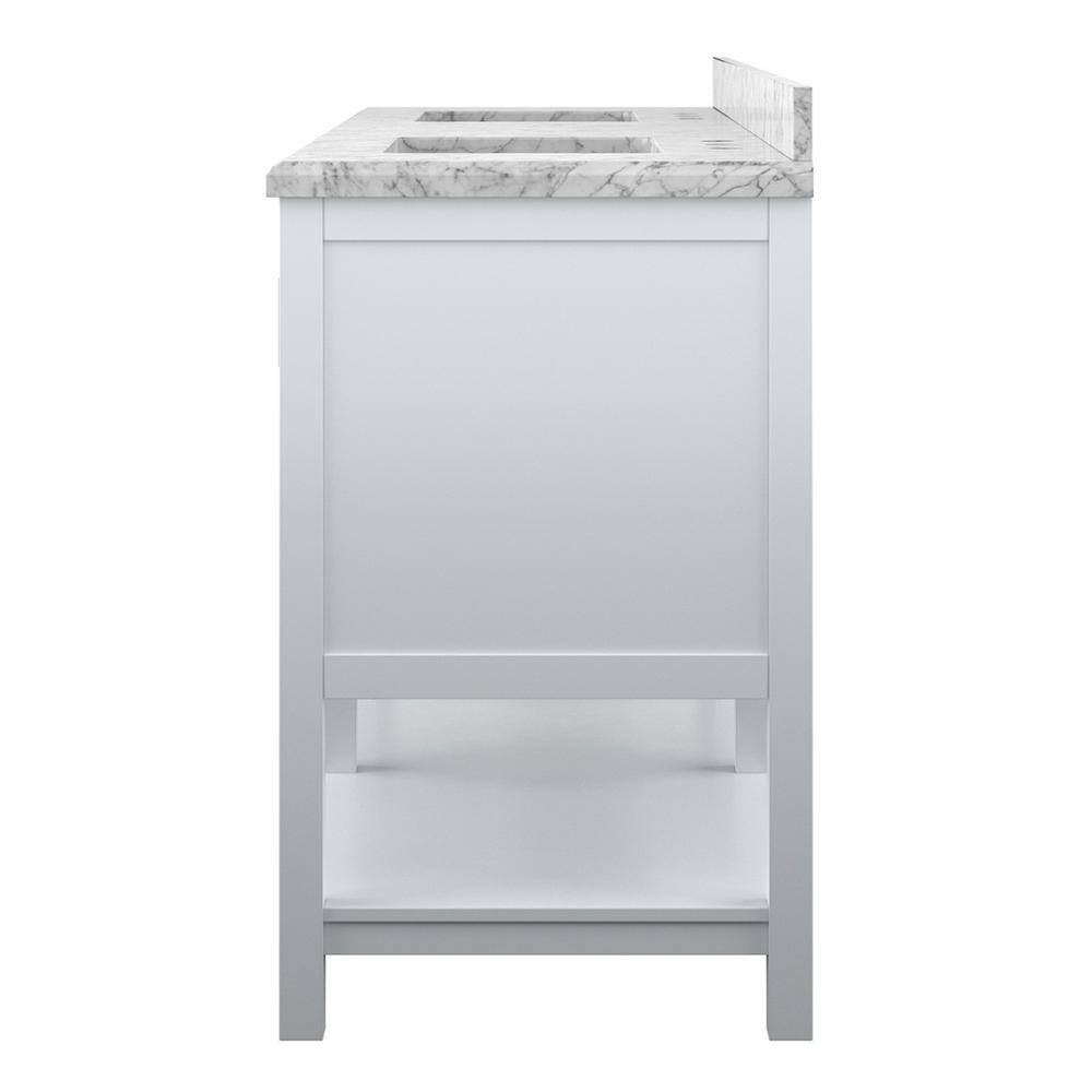 Affinity 72" Modern Bathroom Vanity in White Cabinet Carrara White Marble Countertop