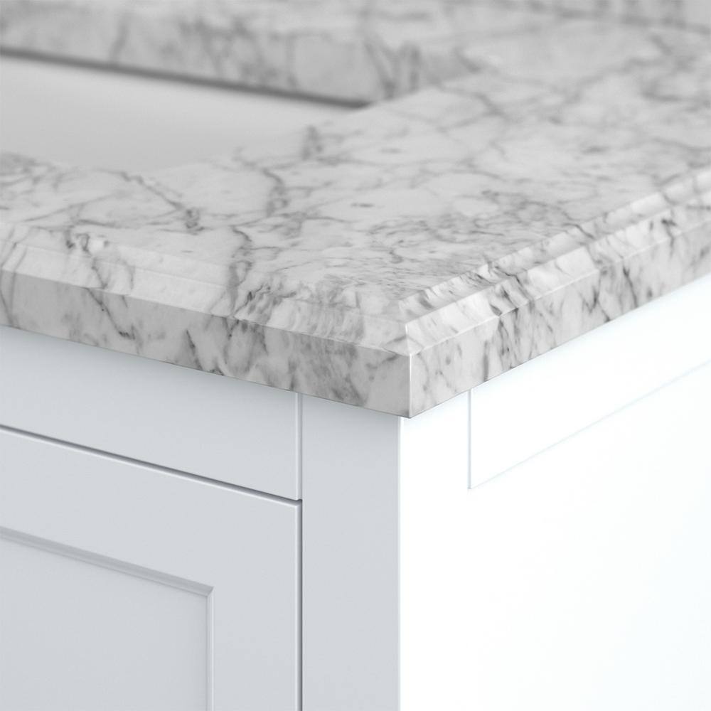 Affinity 72" Modern Bathroom Vanity in White Cabinet Carrara White Marble Countertop