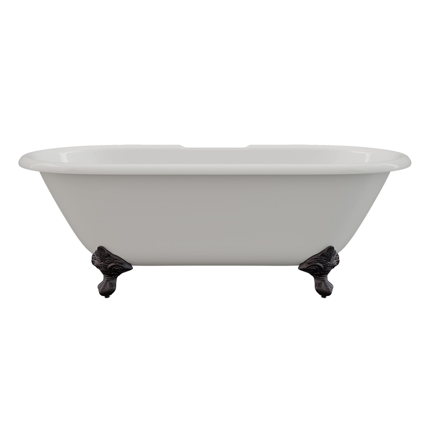 Cast Iron Double Ended Clawfoot Tub 67" X 30" with 7" Deck Mount Faucet Drillings and Oil Rubbed Bronze Feet
