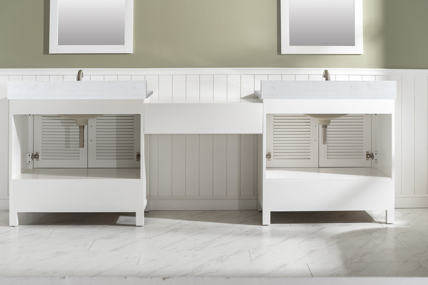 Estate 102" Double Sink Bathroom Vanity Modular Set in White