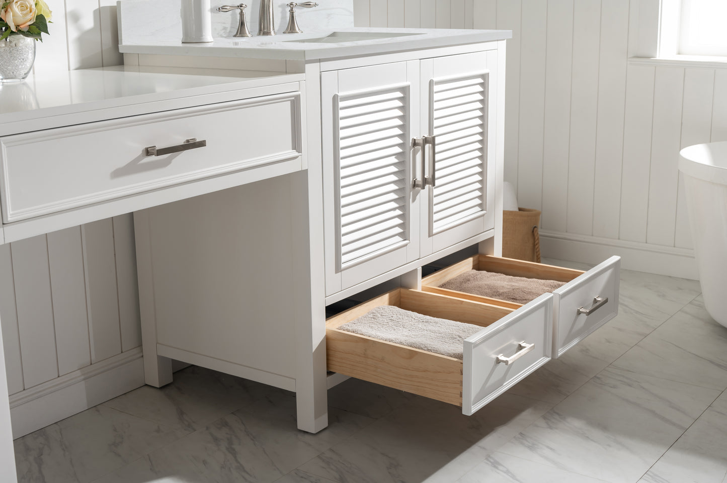 Estate 102" Double Sink Bathroom Vanity Modular Set in White