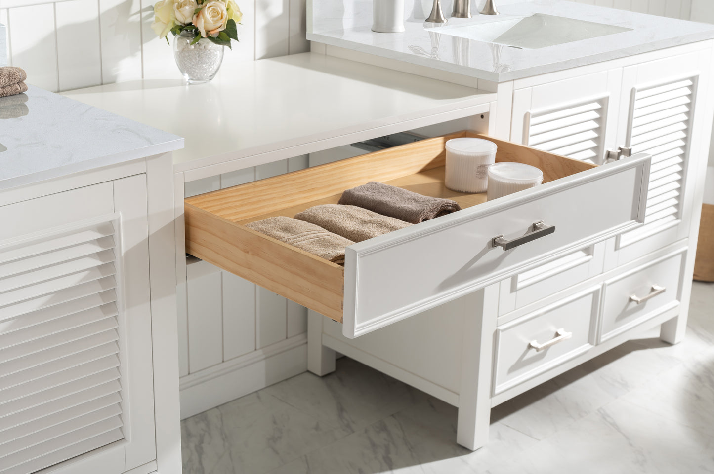 Estate 102" Double Sink Bathroom Vanity Modular Set in White