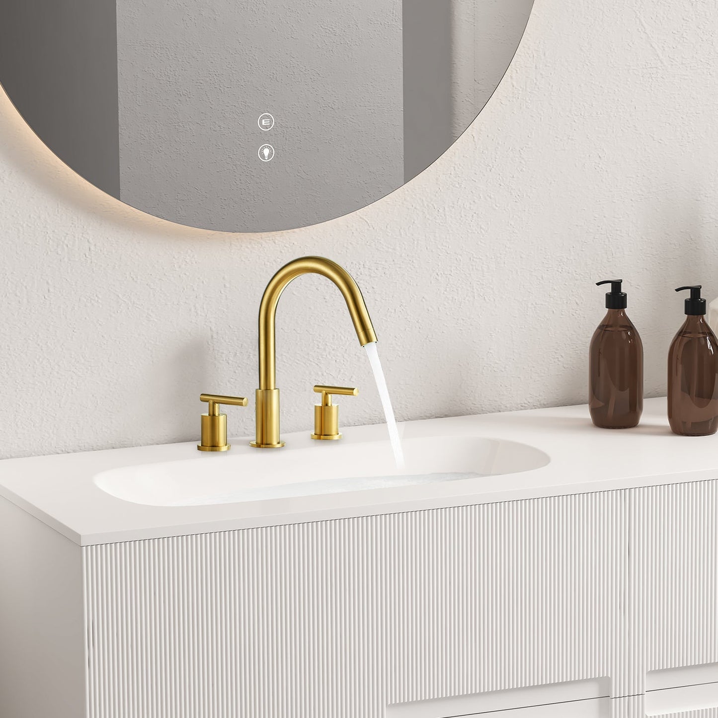 Balen 8" Widespread 2-Handle Bathroom High-Arc Faucet in Brushed Gold