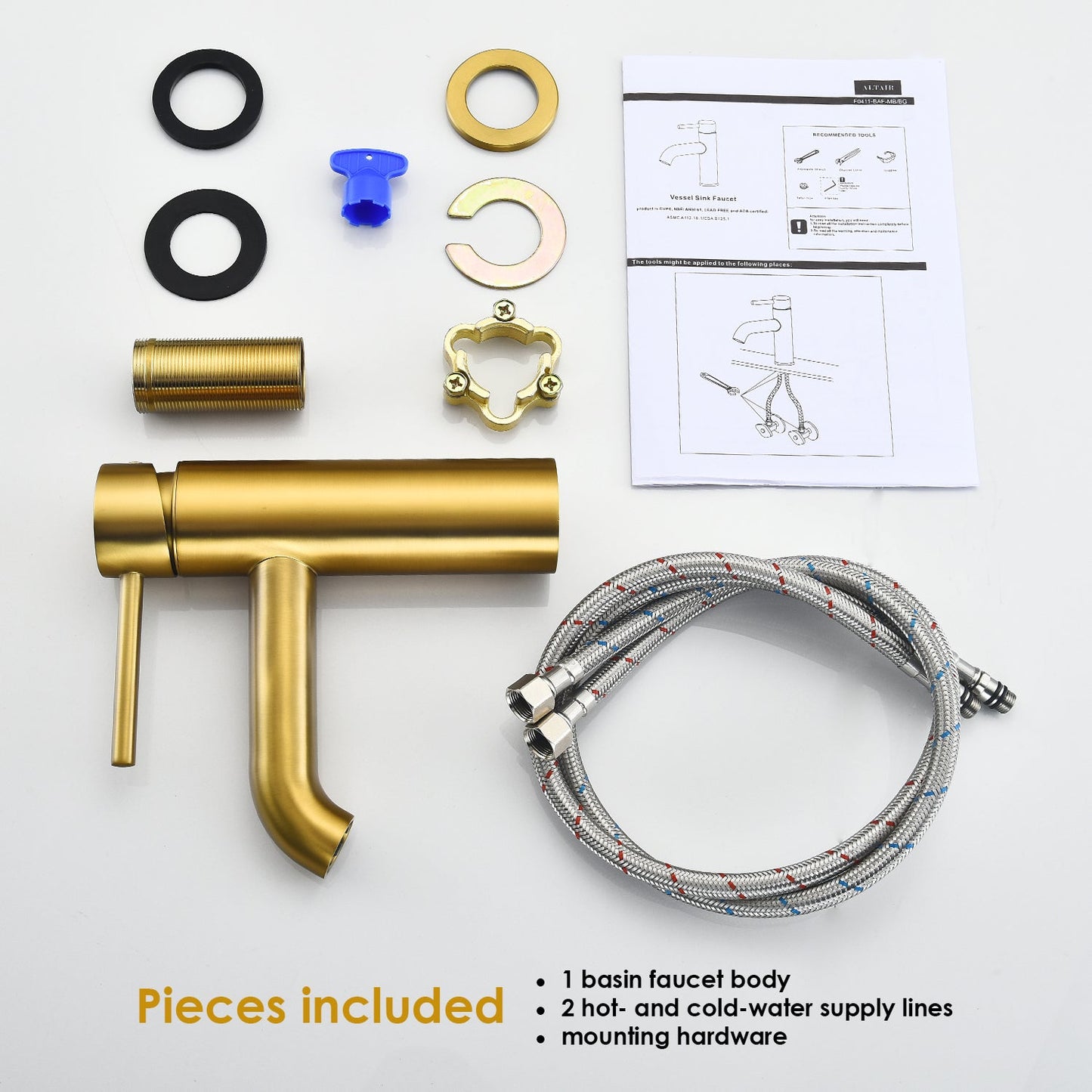 Tubize Single Hole Single-Handle Bathroom Faucet in Brushed Gold