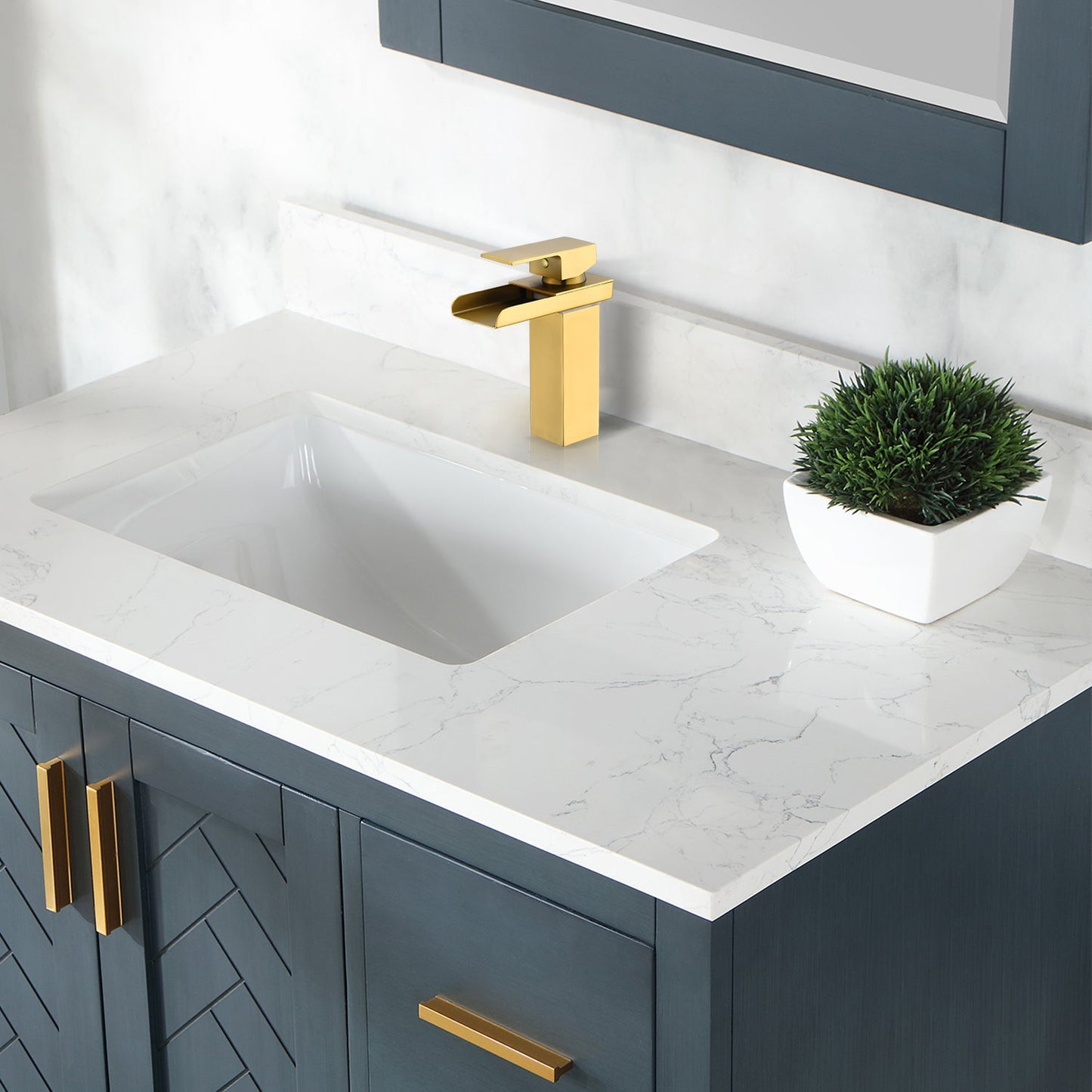 Sassor Single Hole Single-Handle Waterfall Bathroom Faucet in Brushed Gold