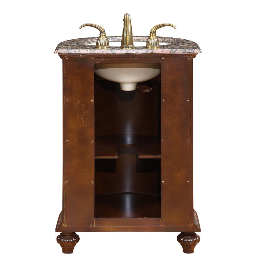24" Single Sink Cabinet - Baltic Brown Top, Undermount, Ivory Ceramic Sink (3-hole)